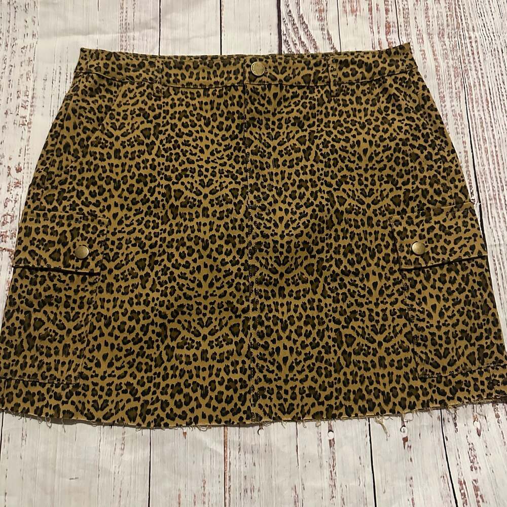 Kori America Y2K Leopard Print Cargo Mini Skirt Safari Cheetah Grunge Coquette